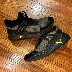 Puma Black and Gray Shoes with Blue and Yellow Details